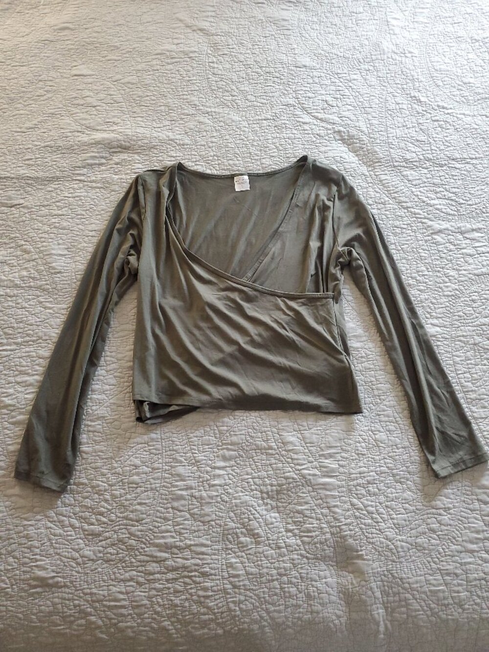 Green Fake Wrap Style Top
